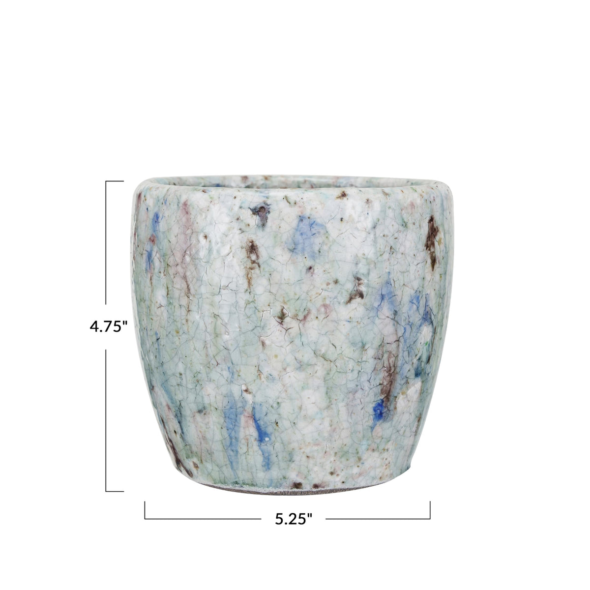 Creative Co-Op Terra-Cotta Planter with Crackle Glaze, Blue