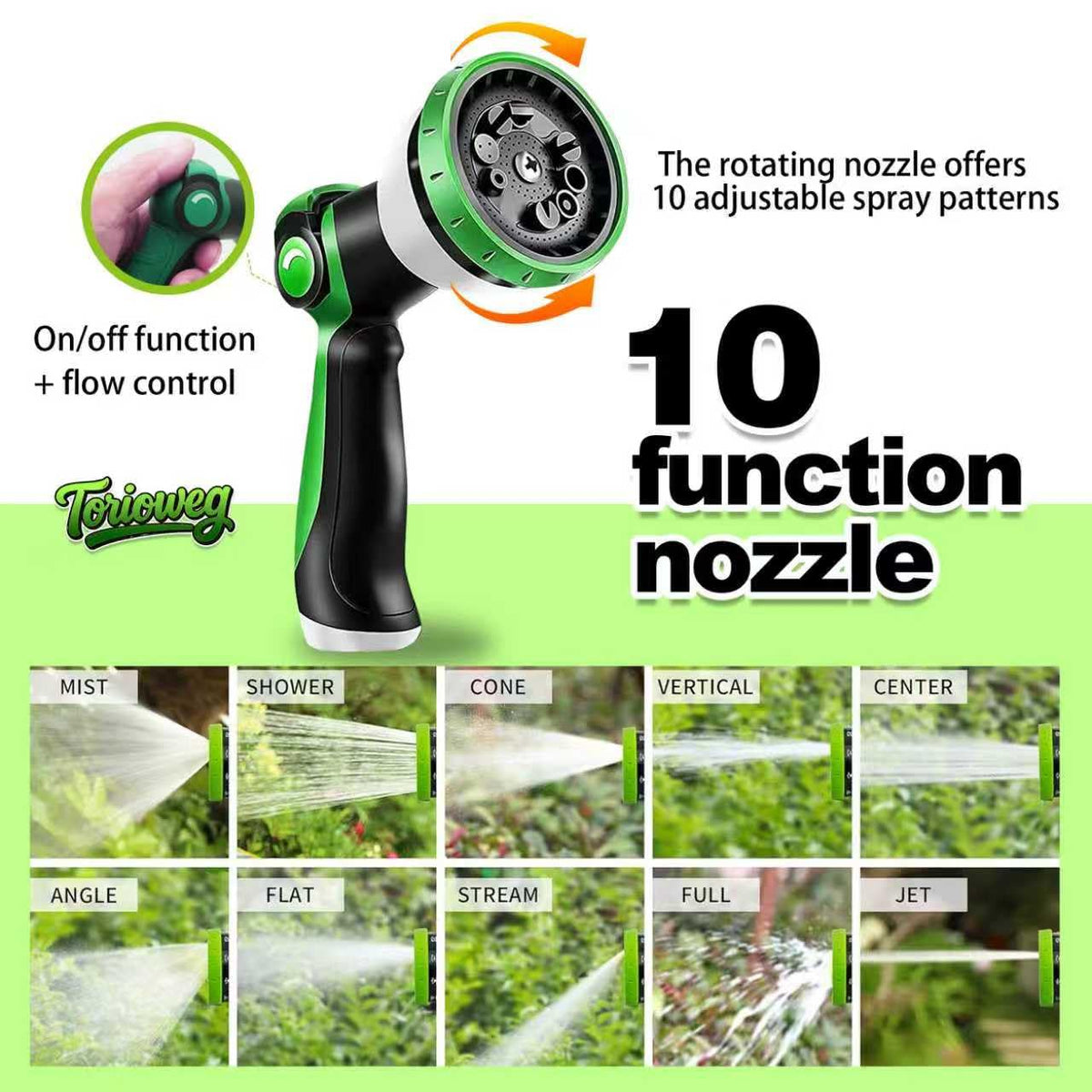 Torioweg Garden Hose 25 FT-Triple-layer pipe, Heavy Duty Water Hose with solid Aluminum Fittings, Ultra-Lightweight and Flexible, Abrasion-Resistant, Rust-Resistant,Watering and Cleaning for Outdoor