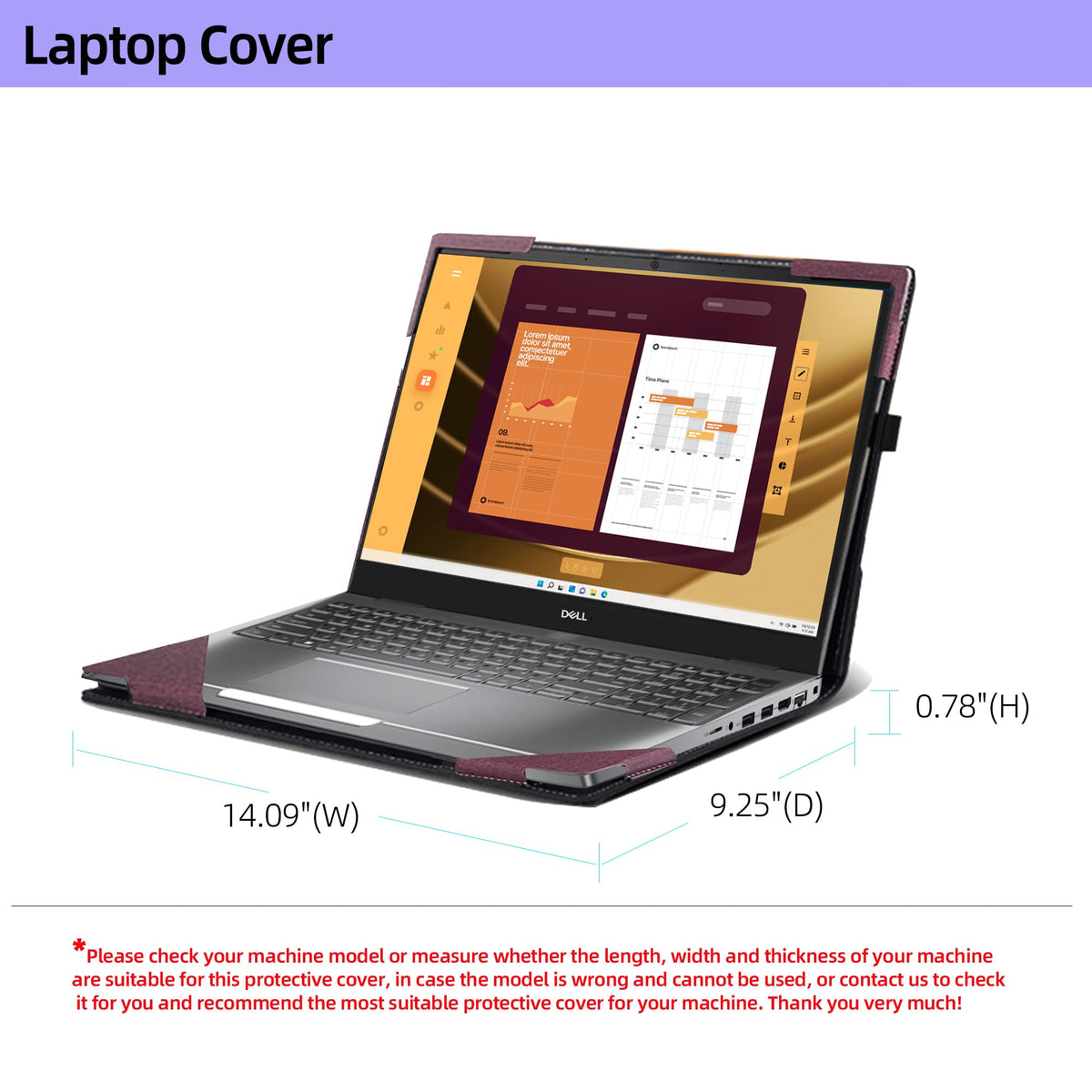Laptop Case for DELL Latitude 5550 2-in-1 |Latitude 5540 5530 5520 Laptop All Inclusive Drop Case 15.6" PU Leather Inside Pocket Cover (Wine red)