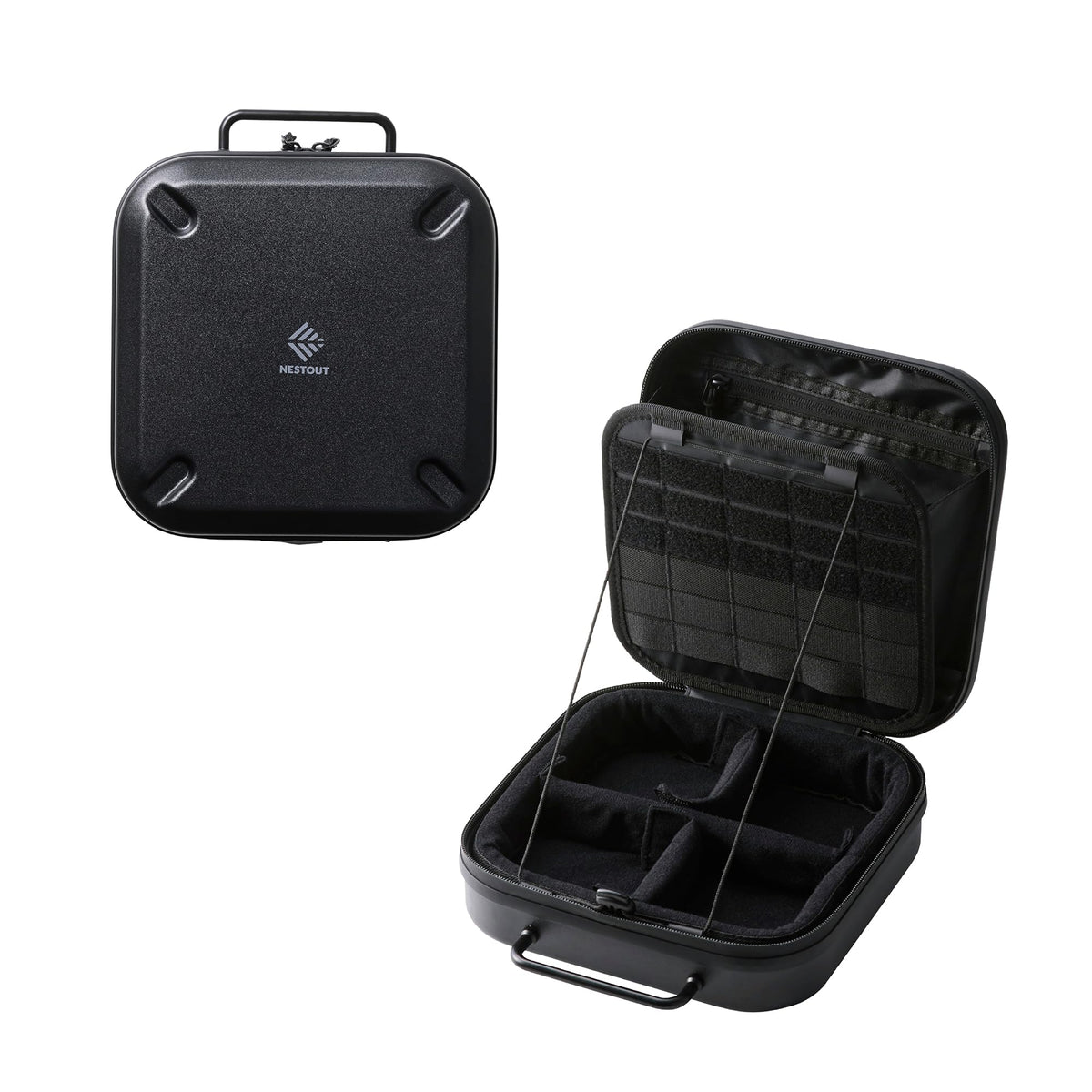ELECOM NESTOUT Gear Storage Case, Lightweight Hard Shell, Water-Resistant, Stackable Organizer with Padded Dividers, Impact Resistant, Fits Travel Outdoor Batteries Tech Accessories (Black)