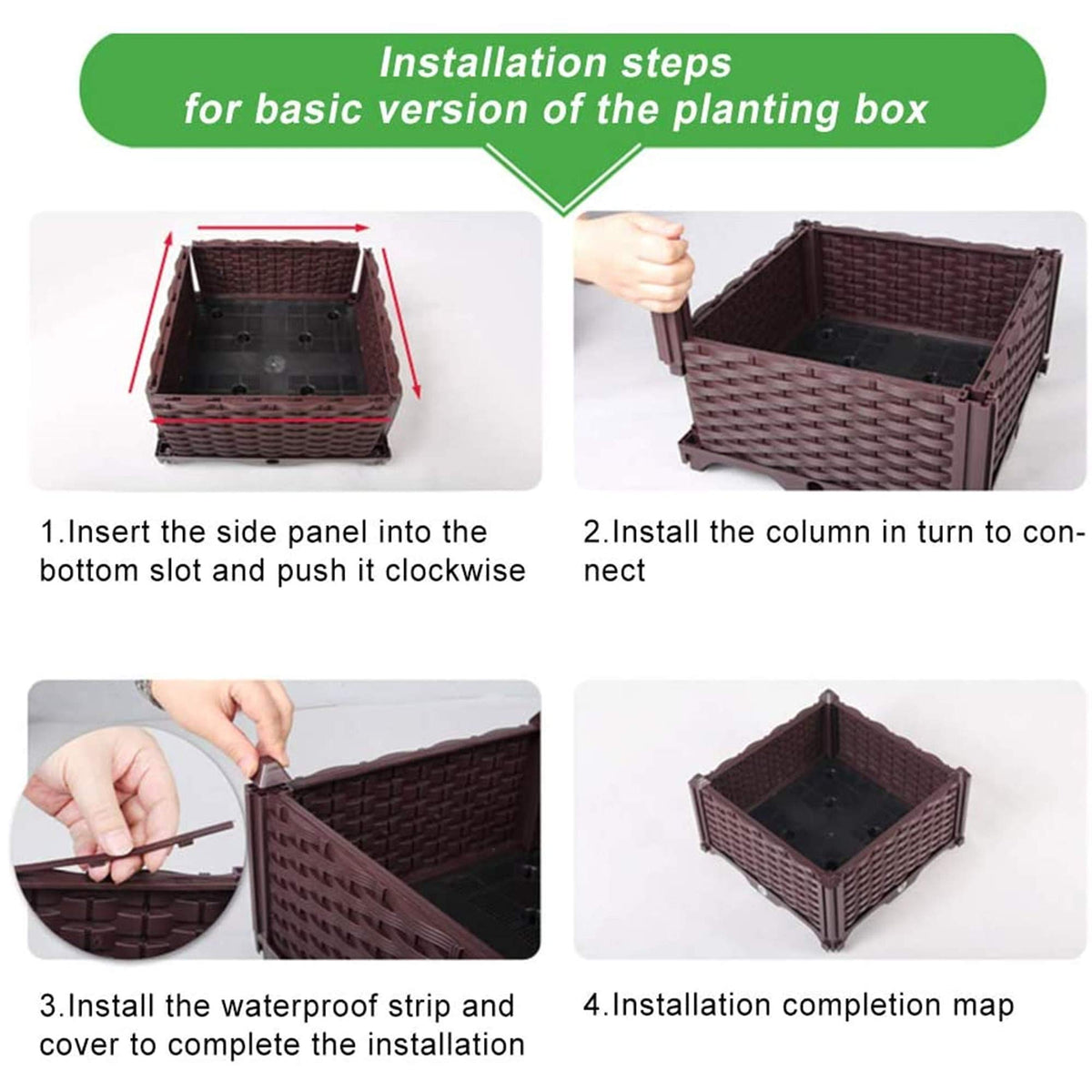 FMXYMC Elevated Planting Box, Outdoor Planter Boxes with Legs, Modern Rattan-Style Plastic Plant Stand, Garden Raised Bed for Vegetables,48"x16"x14"/120x40x36cm