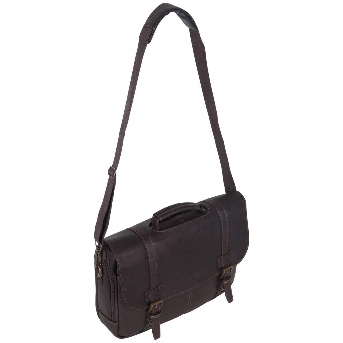 Kenneth Cole REACTION Show Business 16" Colombian Leather Business Laptop Portfolio Messenger Bag, Brown