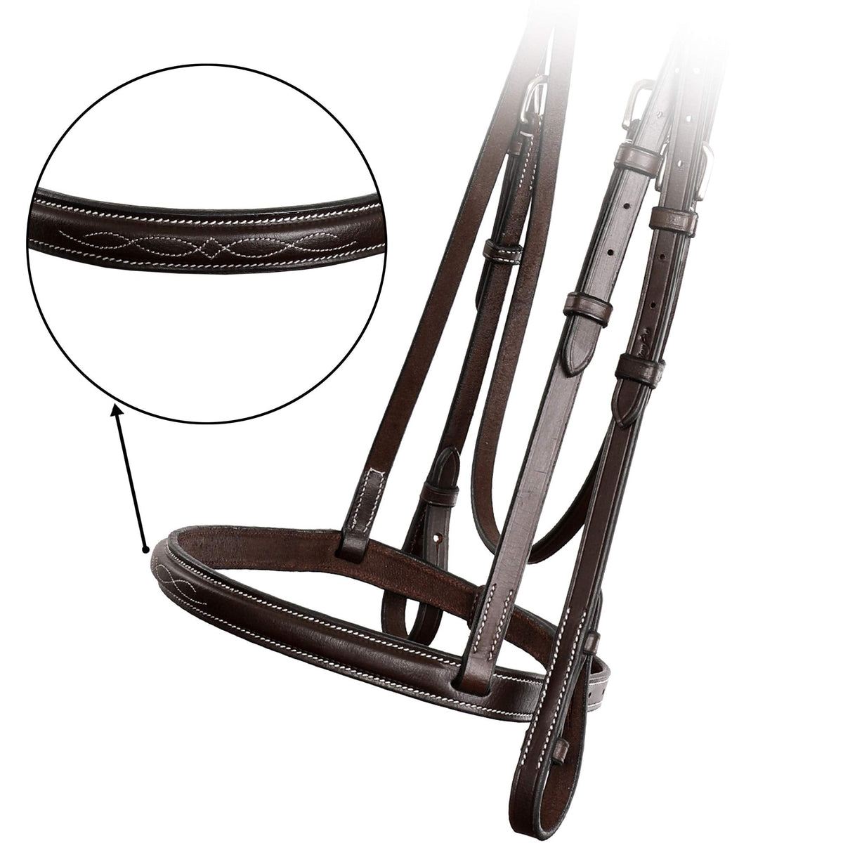 ExionPro Exion English Snaffle Bridle for Horses with Laced Reins - Fancy Stitched Leather Hunter Jumper Bridle- Premium Vegetable Tanned Equine Tack with Stainless Steel Hardware