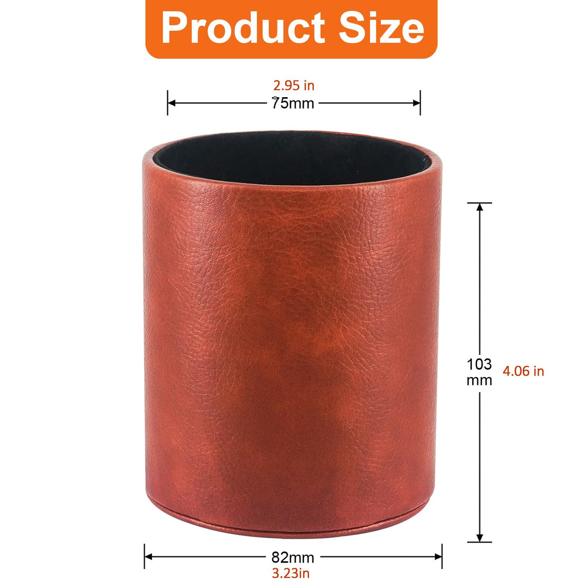 HEISHAYU PU Leather Pencil Pen Holder Cup Stand,Desk Accessories Holder,Makeup Brush Storage Organizer,Desktop Stationery Organizer for Office School Home Supplies (Brown)