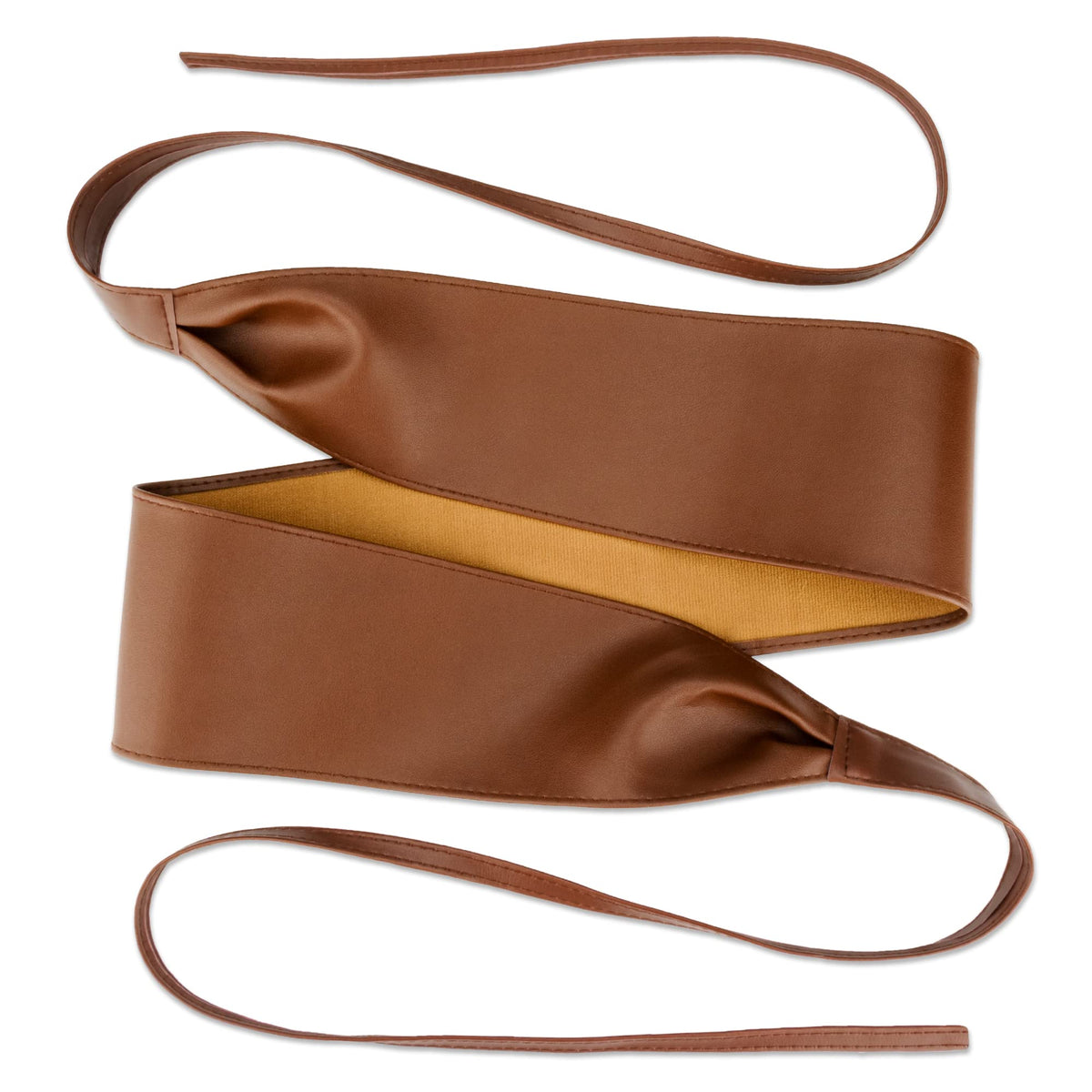macoking Thick Brown Wide Obi Belts for Women Faux Leather Corset with Lace Up Wrap Style L