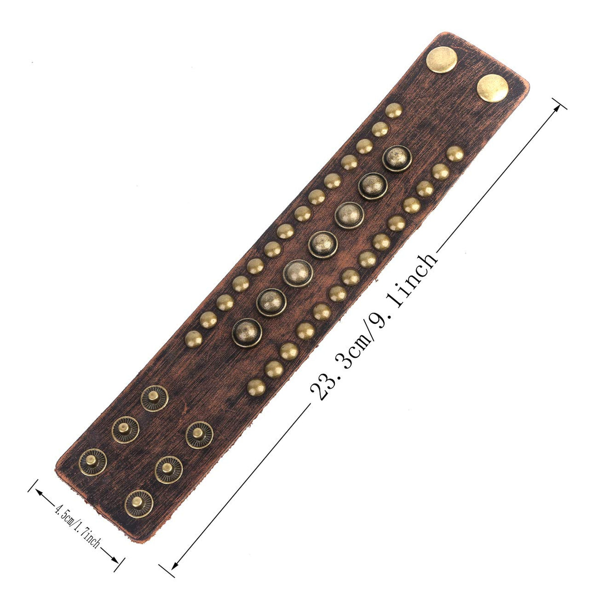 STWTR Men's leather wide waistband Wrist Cuff Bracelet Fashion Bracelet simple coffee adjustable