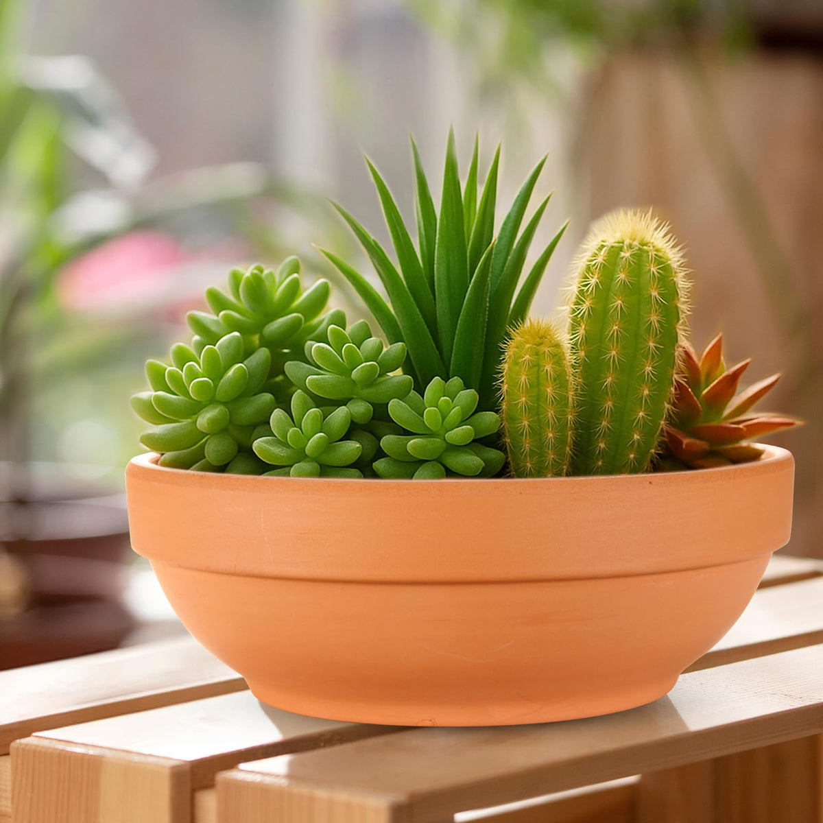 Laerjin Clay Pots for Plants with Drainage Hole, 4 Pack Large Terra Cotta Plant Pot, 7.67 Inch Terracotta Pot Ceramic Pottery Planter Cactus Flower Pots