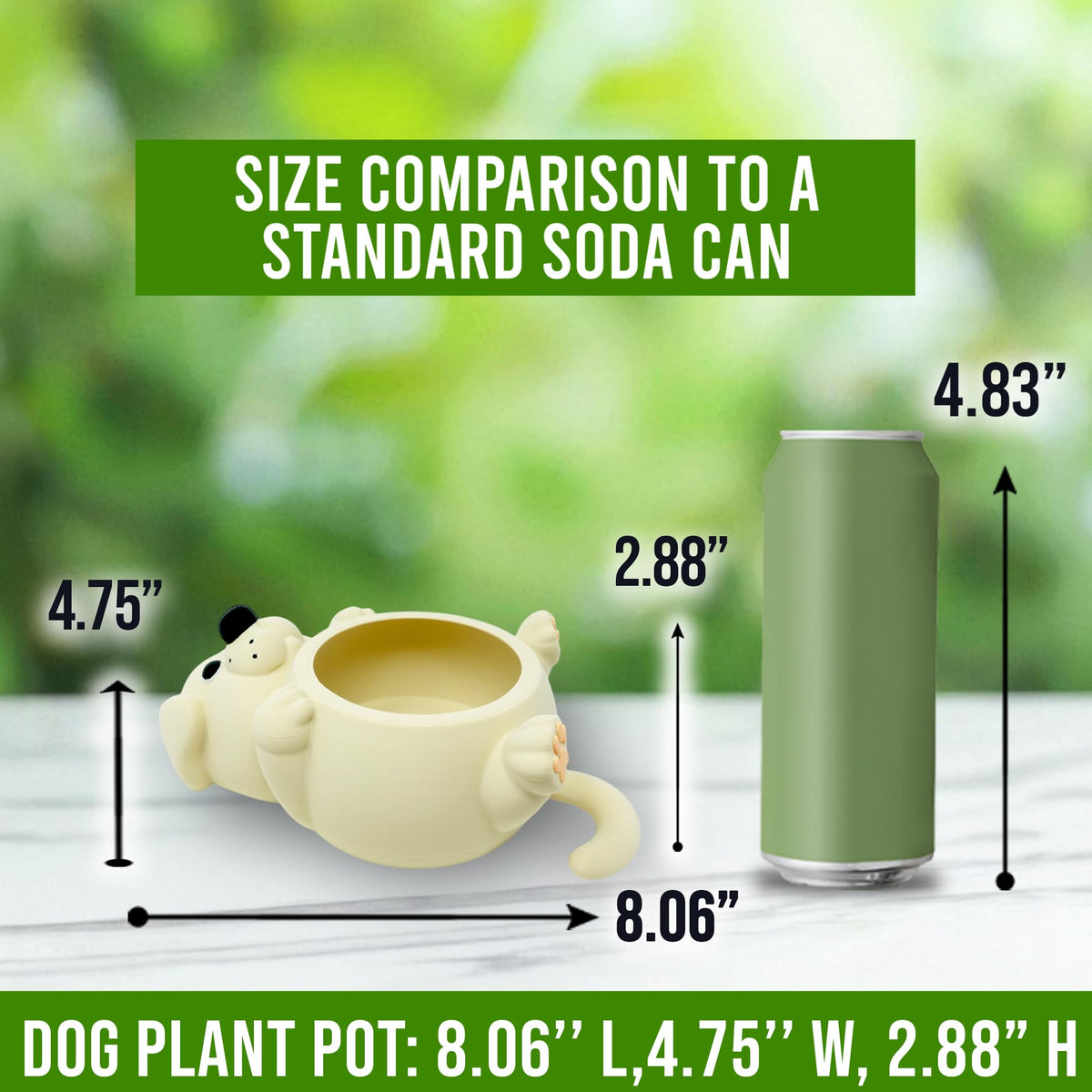 Mivi Collection Chonky Dog Belly Plant Pot – Lay-Flat Pup Planter for Succulents, Funny Pet Lover Gift, Cute and Uselessly Helpful Dog Container for Home or Office Decor