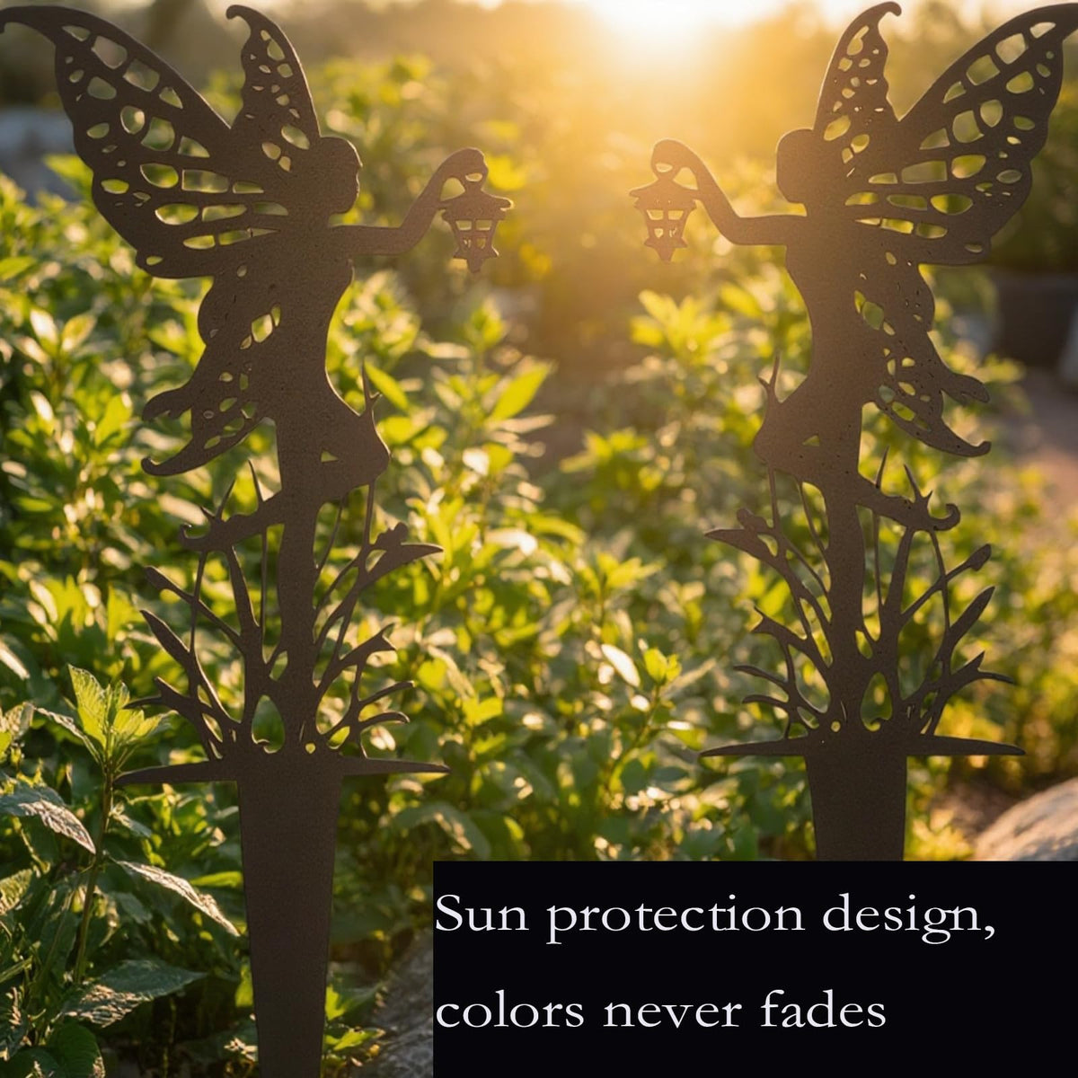 AJHXZMFC Decorative Garden Stakes， Fairy Garden Stakes, Butterfly Fairy Stakes for Weather Resistant Black Metal Outdoor Decorative Art for Women Gift (Matte Black, 18P-A)