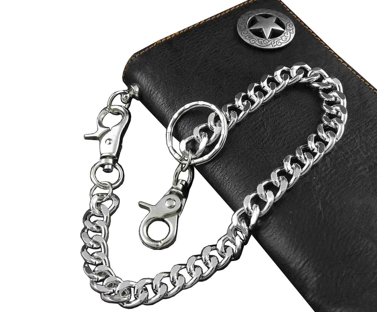 vogueteen Biker Rock Star Concho Mens Card Money Long Black Real Leahter Wallet With Chain