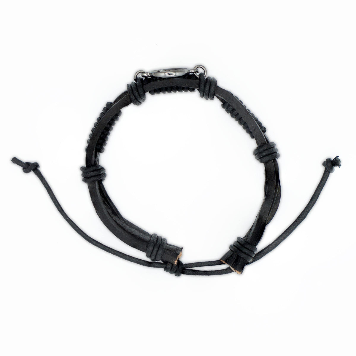 The Token Shop Adjustable Black Leather AA Bracelet with Alcoholics Anonymous Circle Triangle Charm | Sobriety Gift for Men and Women in Recovery