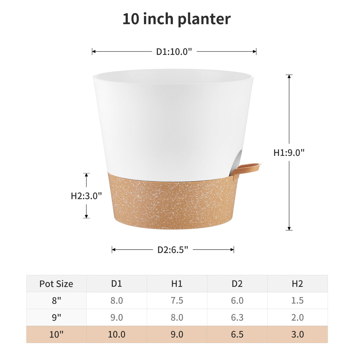FaithLand 2 Tier Plant Stand and 2-Pack 10 Inch Self Watering Pots Bundle
