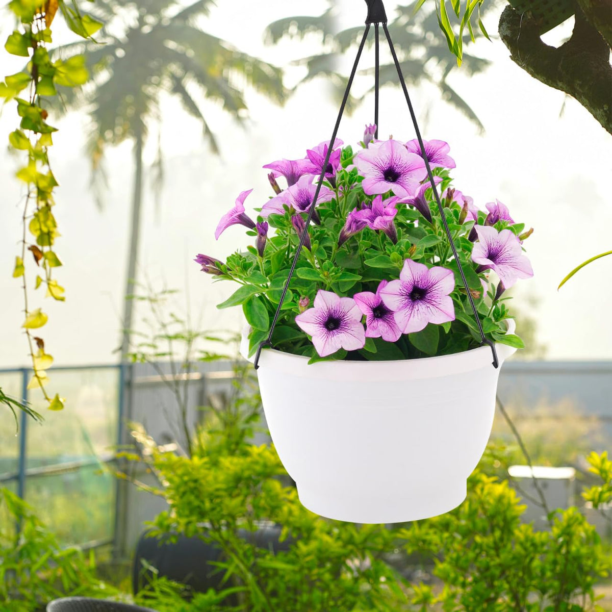 Lurrose 10Pcs Plastic Hanging Basket Hooks Hanging Planter Holder Flower Pot Hangers for Outside and Indoor Small Flower Pots, Black