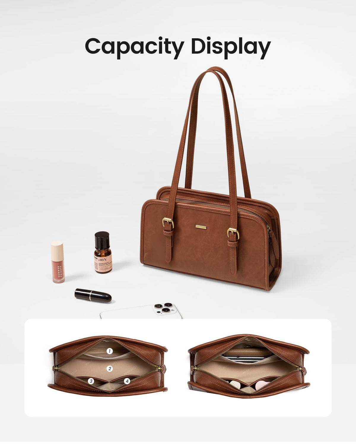LOVEVOOK Swing Zip Shoulder Bag, Small Purses for Women Trendy Handbags, Mini Vintage Hobo Clutch Leather Tote
