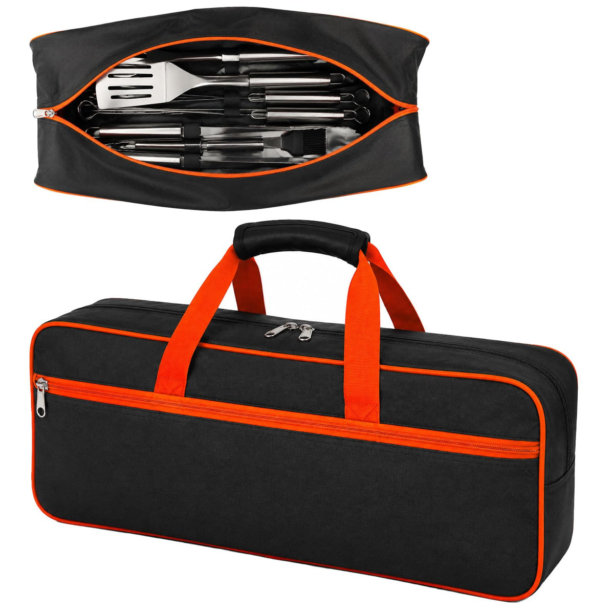 Grill Tool Storage Bag, Large Capacity Grill Accessory Storage for Outdoor Barbecue, Oxford Cloth Grilling Utensil Storager for Camping BBQ Enthusiasts (Only Bag Without Tools)
