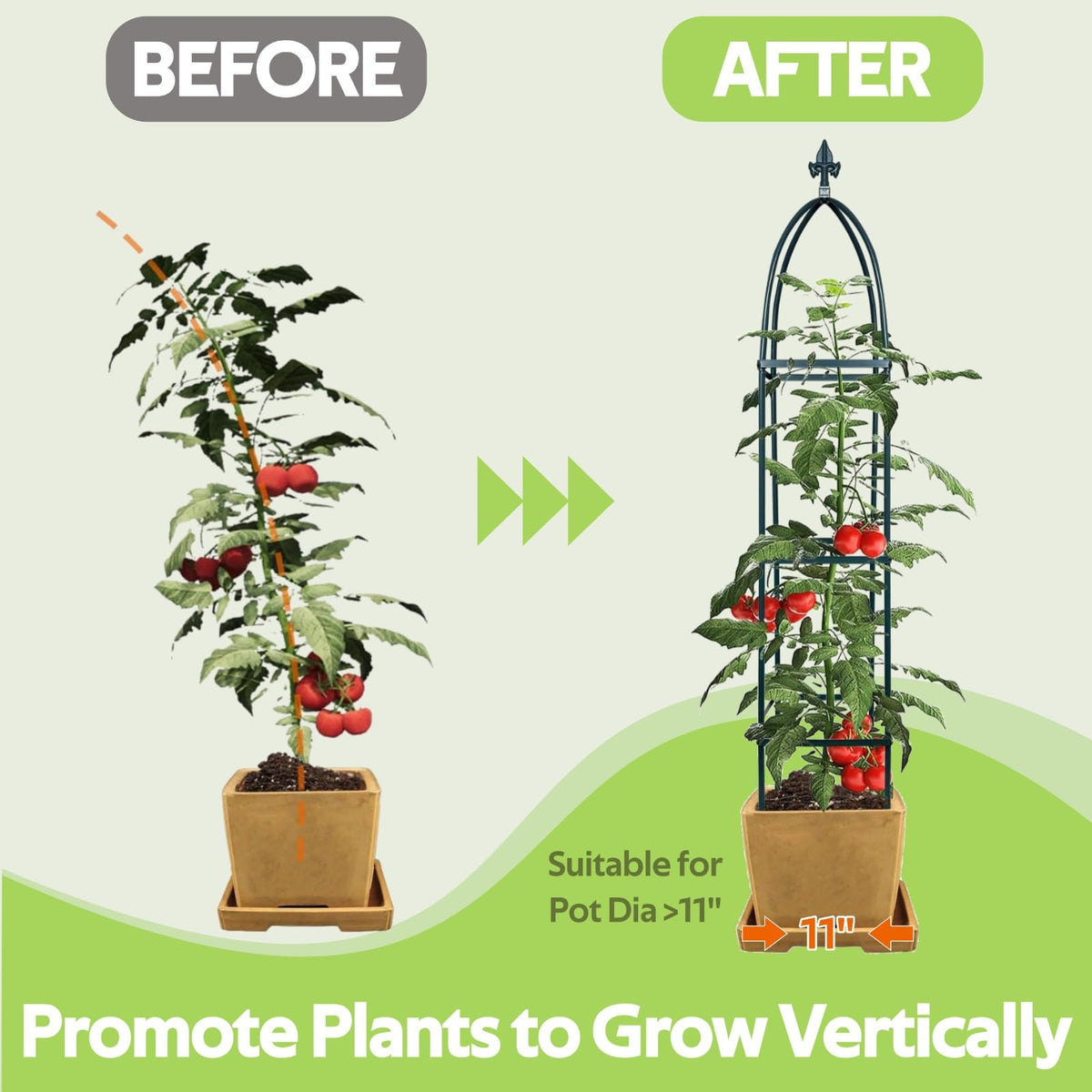 Jesosia 100% Metal Obelisk Trellis for Climbing Plants Outdoor & Indoor - Powder-Coated Thicken Steel Towering Plant Support - Weather-Proof Garden Trellis for Climbing Vine, Vegetables & Flowers