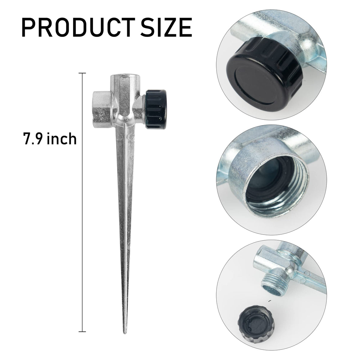 Hourleey 6 Pack 1/2 inch Zinc Alloy Lawn Sprinkler Spike Base, Water Flow Thru Sprinkler for Yard, Lawn, Garden and Grass Irrigation