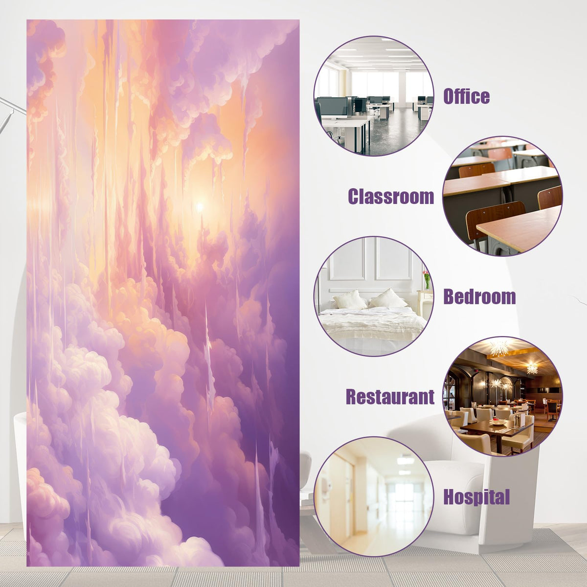Outus Fluorescent Light Cover Classroom Lighting Filter 2x4 ft Purple Cloud Model TJRW-Outus-T2907