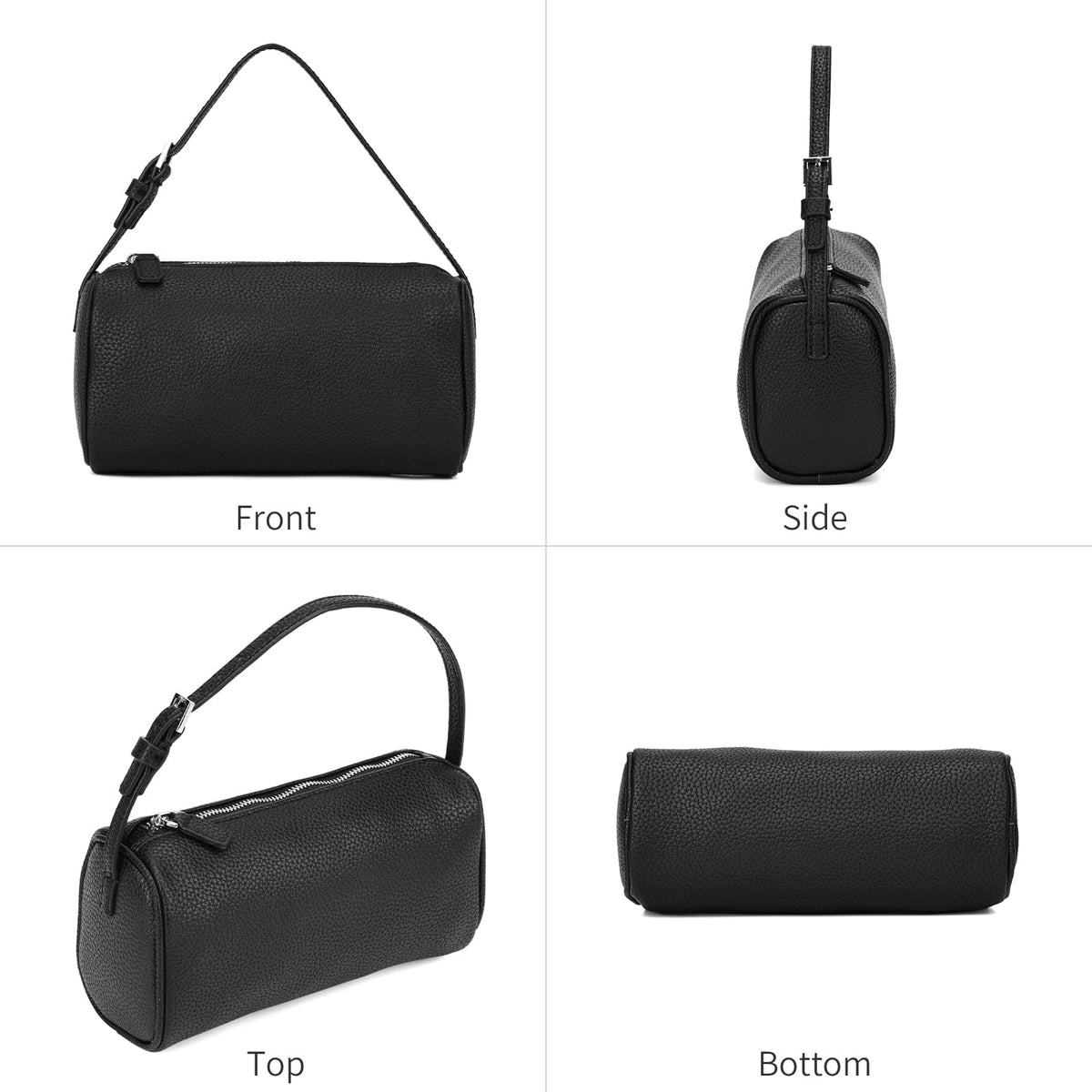 jaceeshlyn Crossbody Bag for Women Trendy PU Leather Small Barrel Purse Designer Hobo Bags Shoulder Handbags (Black)