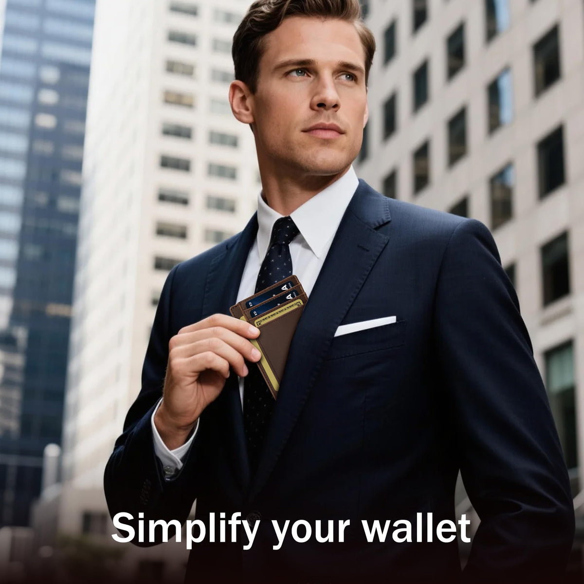 Travelambo 100% Genuine Leather Wallet for Men and Women, Slim Minimalist RFID Blocking Front Pocket Credit Card Holder with Gift Box