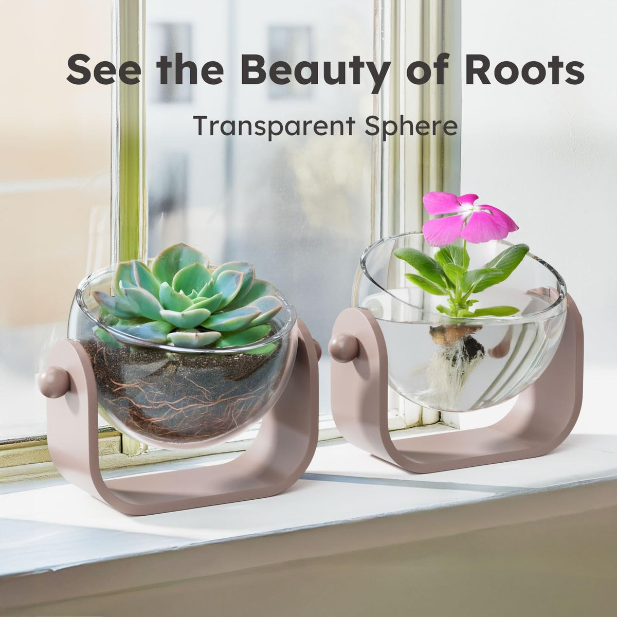 NIUBEE Plant Pots Indoor 7-inch, Acrylic Flower Planters with Drainage Holes, Ideal for Hydroponic & Soil Growing, Perfect for Succulents, Herbs & Small Plants in Home, Office & Windowsill