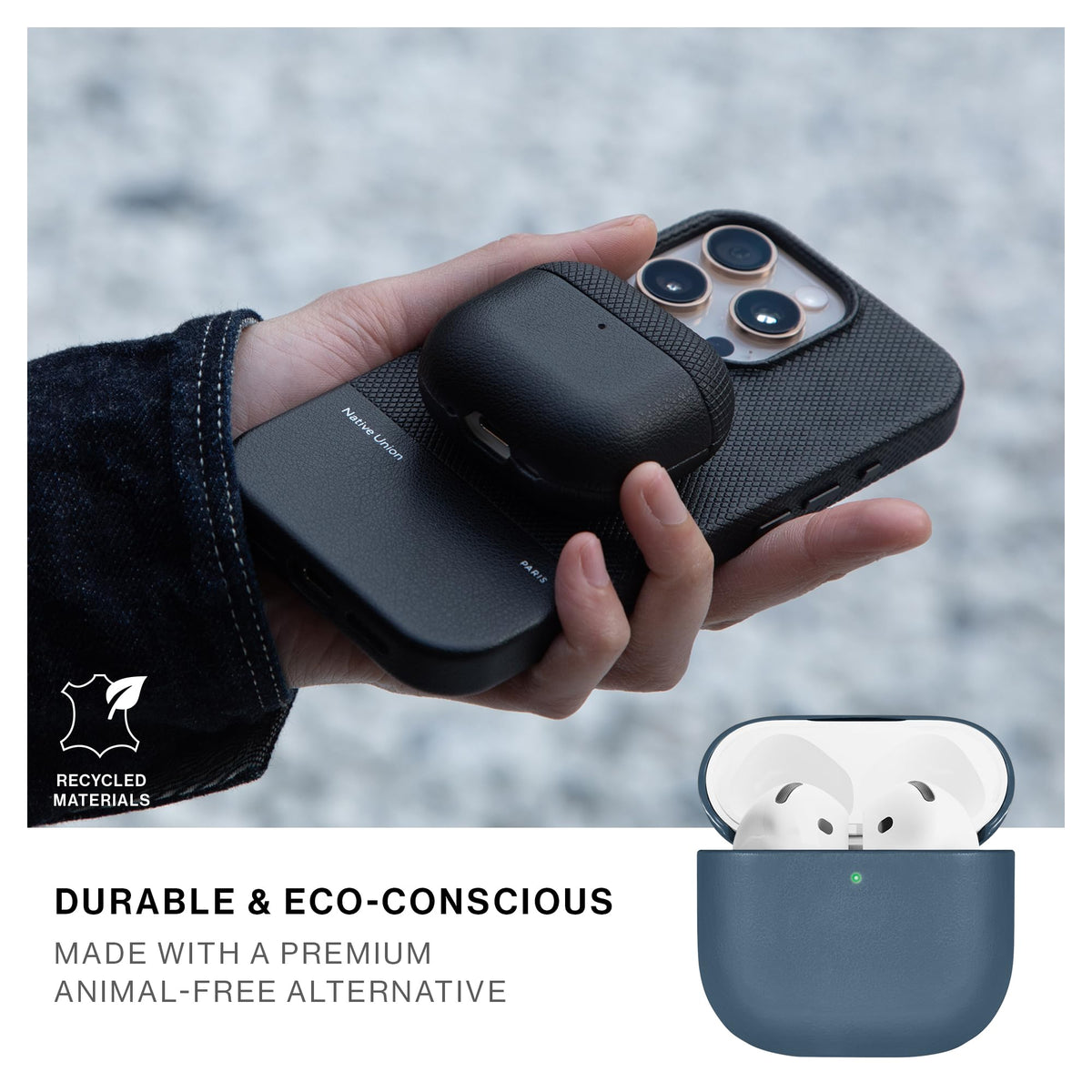 Native Union (Re) Classic Case for AirPods 4 – Premium Resistant & Recycled Materials – Durable Protection – Supports Wireless Chargers – Compatible with AirPods 4 (Navy)