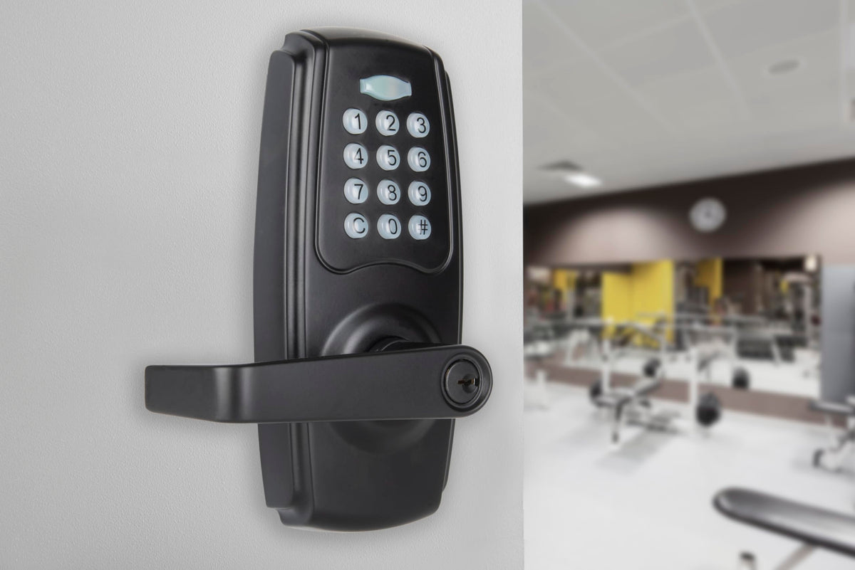 BRINKS ANSI Grade 2 Keypad Door Lock with Handle for Commercial & Residential Use, Keyless Entry Door Lock, 99 User Codes, Auto-Relock, Battery with Backup Keyway