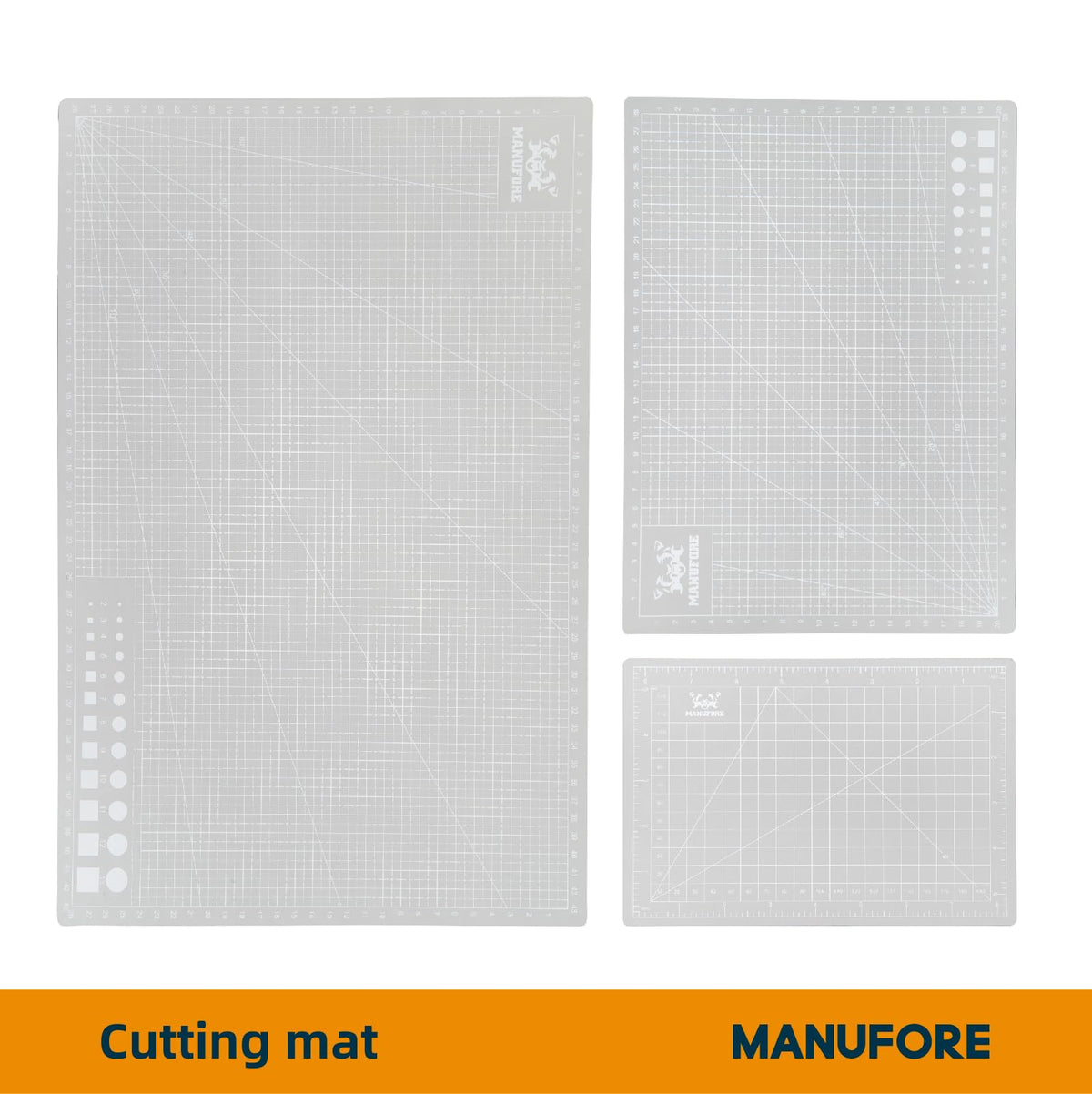 MANUFORE Gray Cutting Mat A3, A4, A5 Set with Centimeter and Inch Scale Self Healing Craft Cutting Board with 3mm 5-ply Thickness for Using Rotary Cutter, Craft Knife, Paper Knife