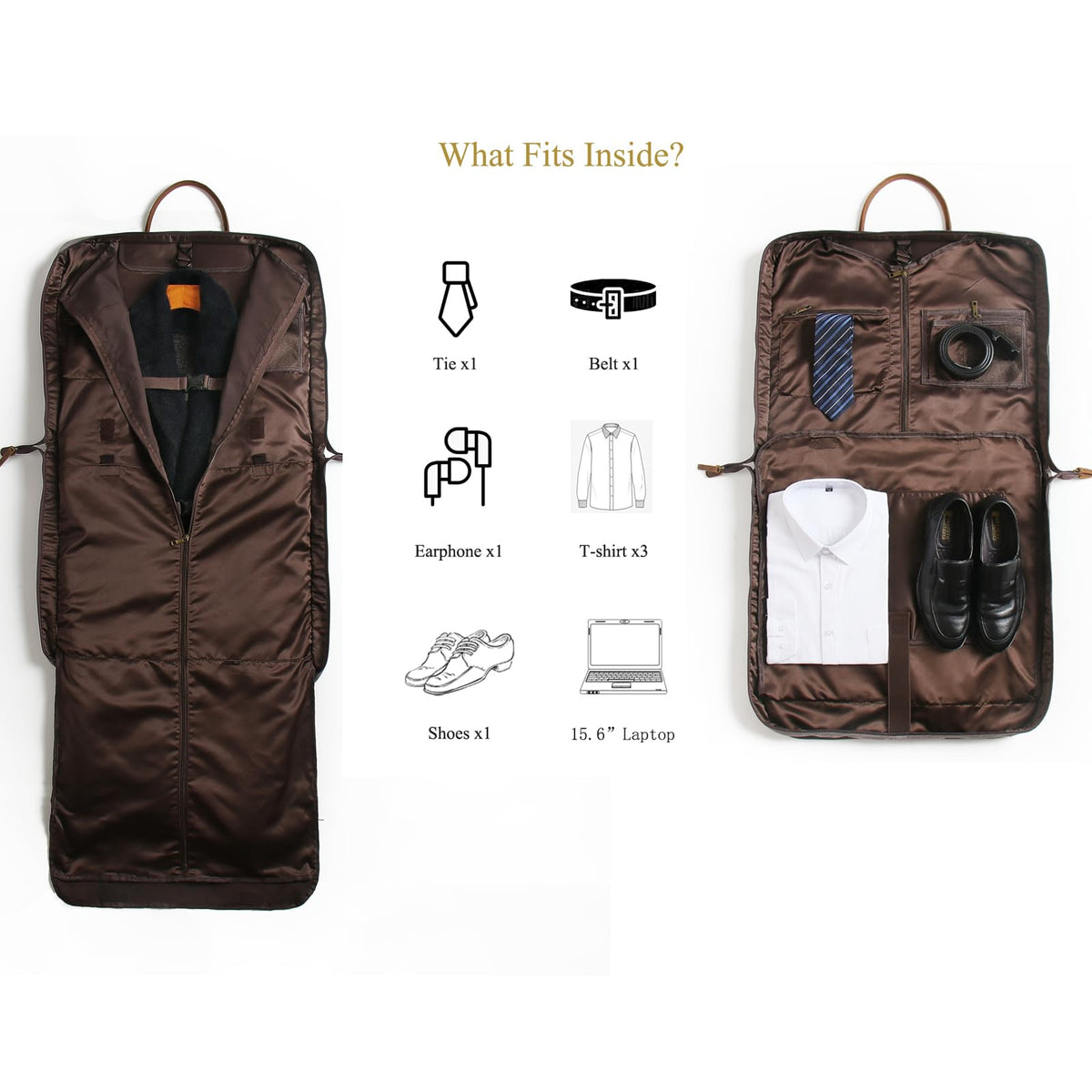 TRITOUR Garment Bags for Travel Leather canvas Suit Bag with Extended Design Computer Compartment