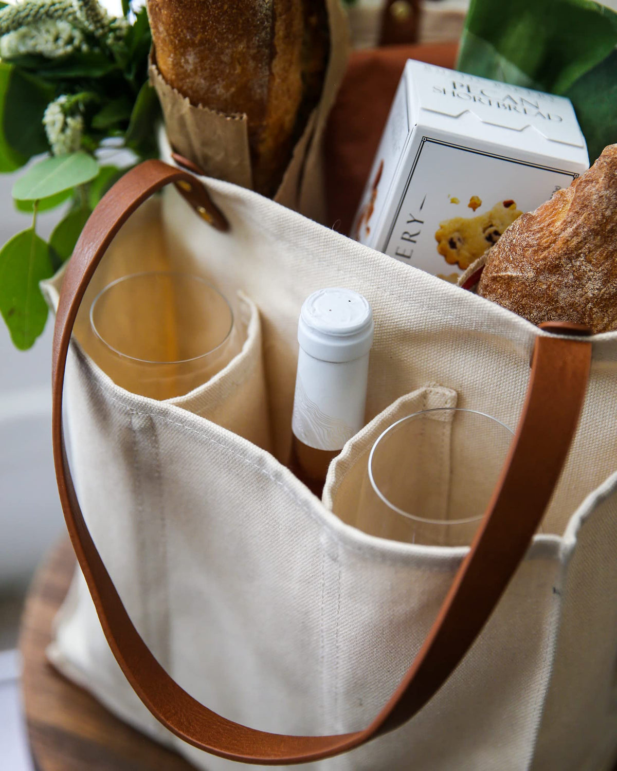 CapaBunga Farmer's Market Tote Shopping Bags with Handles - 7 Pocket Large Utility Tote Bag - Heavy Duty Canvas Utility Bag with Vegan Leather Base - Reusable Tote Bag - Natural Grocery Bag