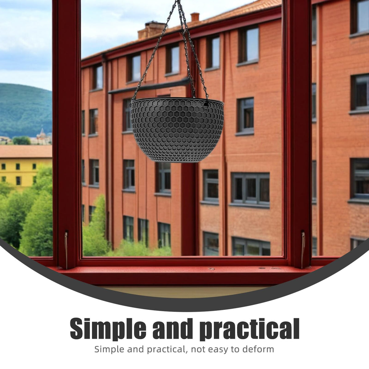 IWOWHERO 2Pcs Hanging Planter Plastic Honeycomb Rattan Weave Plant Basket for Use Deep Color
