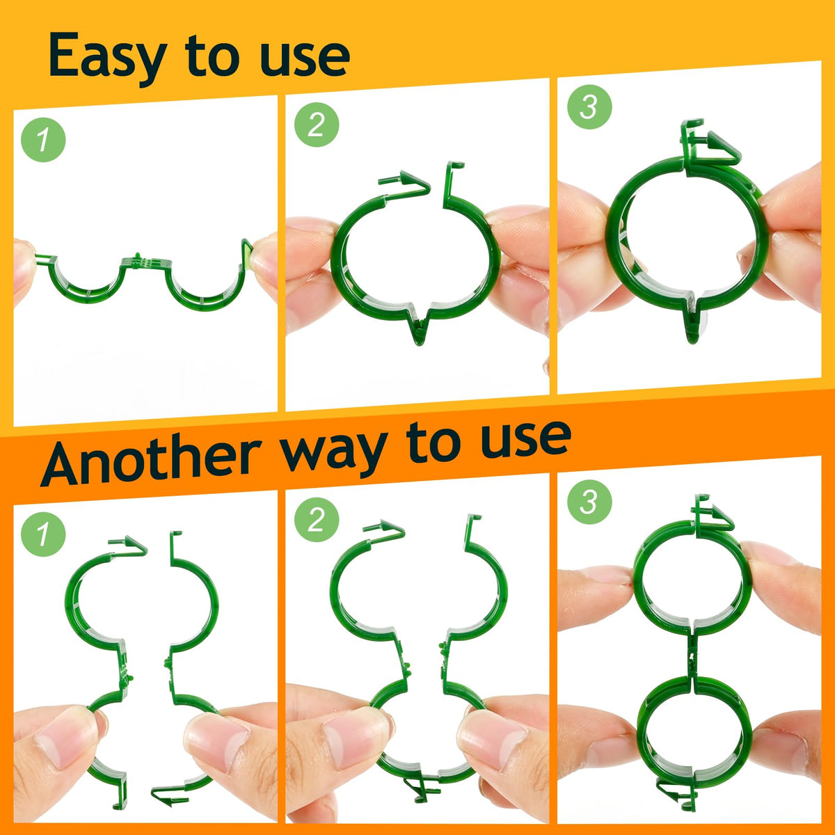 owandan 200Pcs Secured Plant Support Clips - Tomato Clips for String Trellis, Grape Vine Grid Clamp for Garden Netting Climbing Plants, Fixing Stem and Vine (Green)