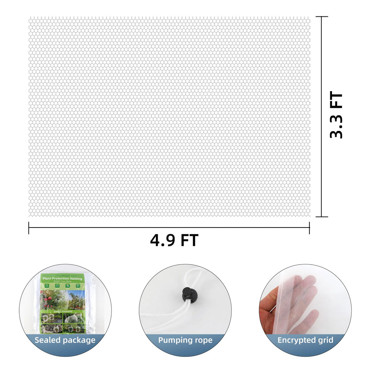 Bird Netting for Garden Protection, CANAGROW 4 Pack Garden Plant Mesh Covers Bags with Drawstring, Insect Bird Barrier Bug Netting for Fruit Blueberry Bushes Vegetable Flower (3.3x4.9FT)