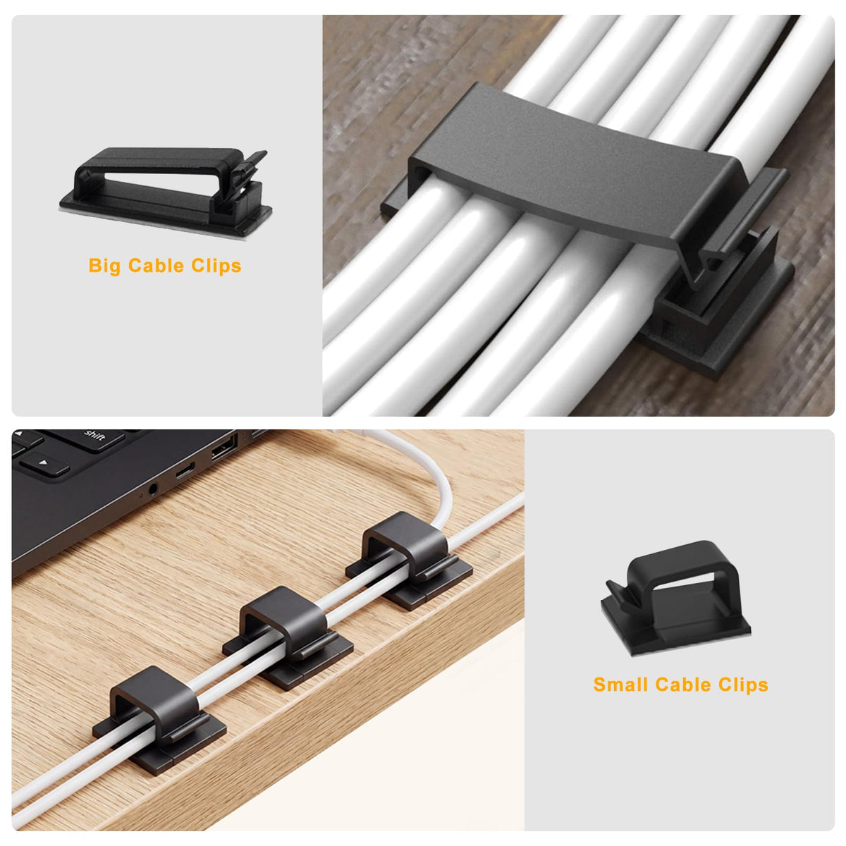 353 PCS Cable Management Kit - 1 Cable Management Box, 4 Cable Sleeve Split, 130 Adhesive Cable Clip, 17 Cable Holder, 1 Roll Cable Organizer Strap, 150 Cable Tie with 50 Mount, for Computer Desk TV