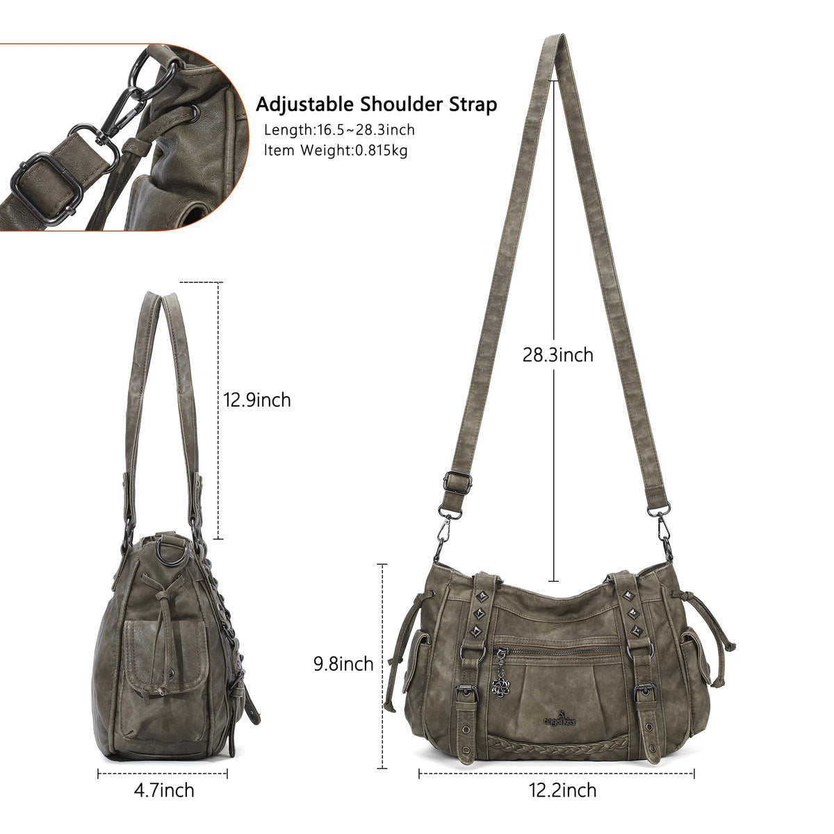 Angel Kiss Shoulder Bag For Women Multi Pocket Retro Hobo Handbags Satchel Tote Bag