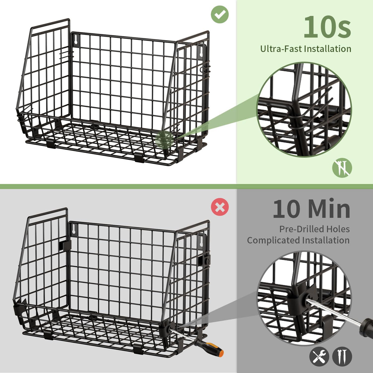 GGIU Wire Fruit Basket for Kitchen Storage: Hanging and Counter Basket for Vegetable Produce - Potato and Onion Storage for Pantry 3 Pack