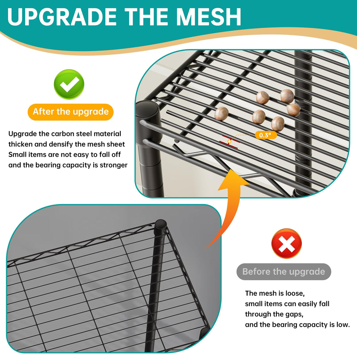 SINGAYE Metal Shelves Wire Shelving：Storage Rack Standing Units Shelf for Kitchen Laundry Bathroom Closet Organizers Pantry Narrow Mesh Adjustable 10" D x 16" W x 55" H Black
