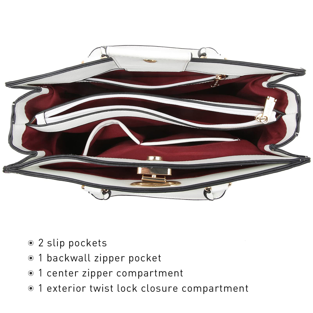 Dasein Women Handbags Purses Ladies Work Purse Satchel Tote Top Handle Shoulder Bags with Matching Clutch