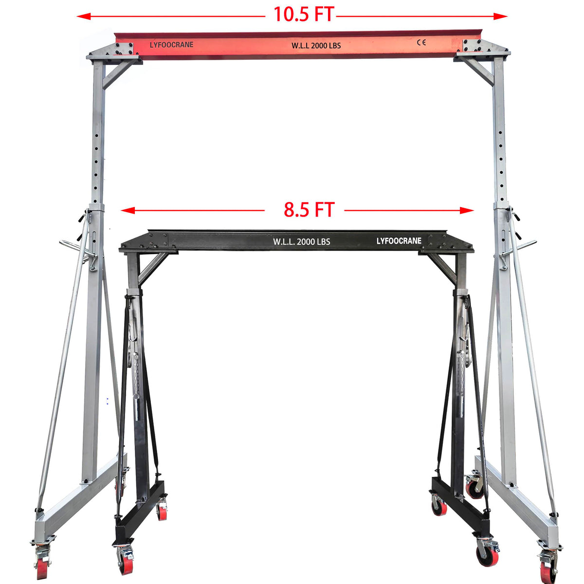 Electrical Gantry Crane 2000 LBS - 10.5 FT Wide, Adjustable Crane 1T with Electrical Hoist, Manual Hoist, Garage Crane 1T with Manual Hoist, Trolley, Scale, Sling, Shackle, Hook (10.5 FT Width)