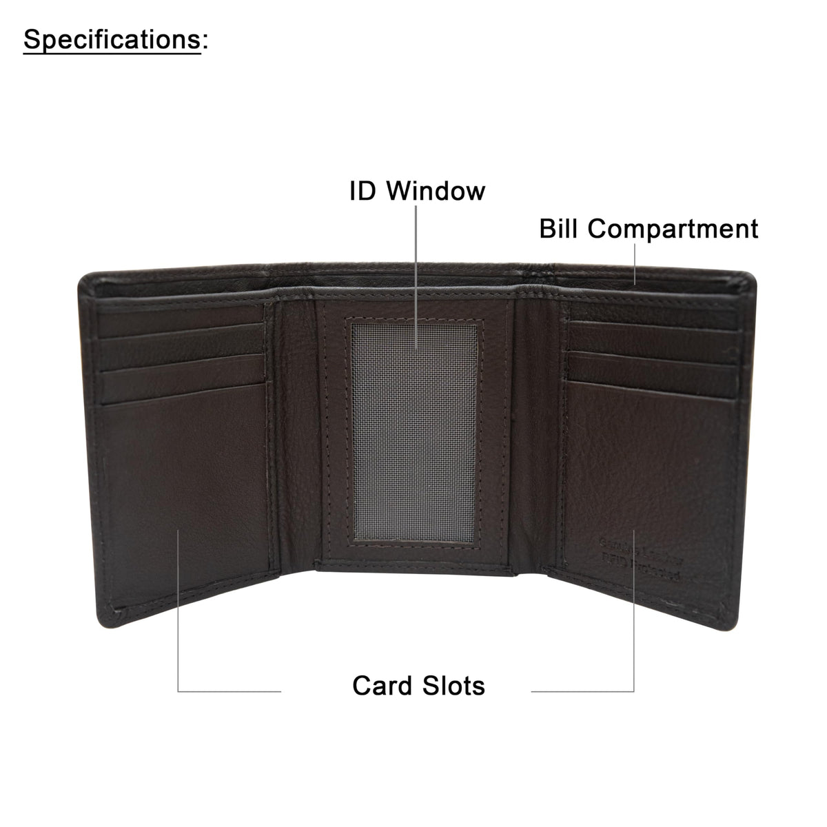 VANSI Genuine Leather Modern TriFold Design Wallet and Card Holder for Men (BROWN)