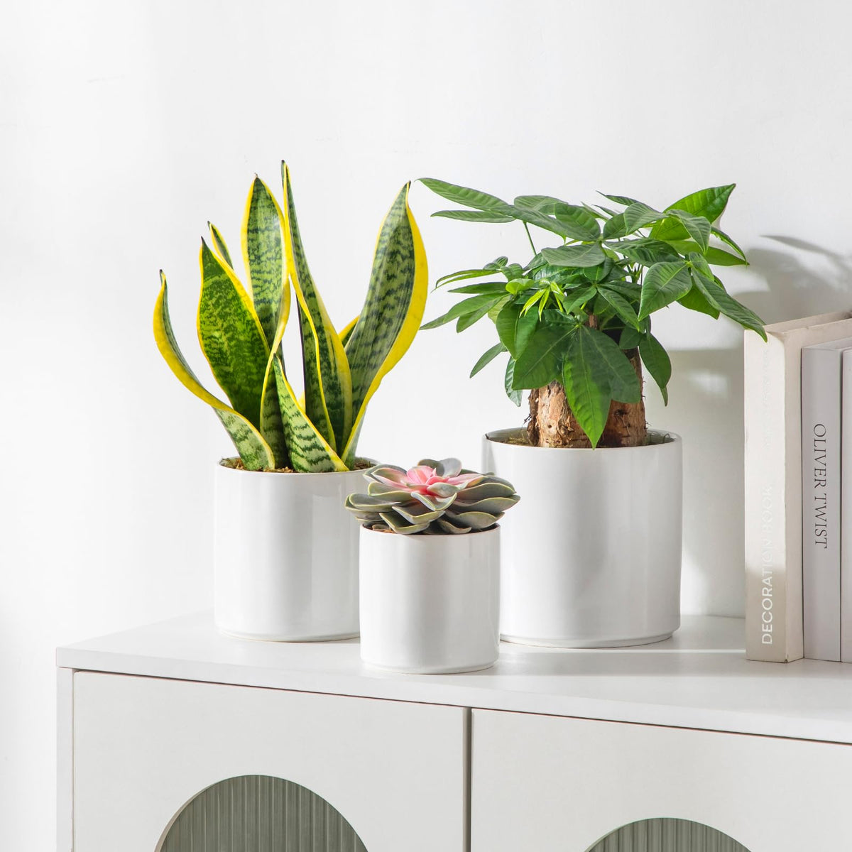 vancasso Ceramic Plant Pots, 6 Piece Planters for Indoor Plants, 4.25+5.25+6.25 Inch Flower Pots with Drainage
