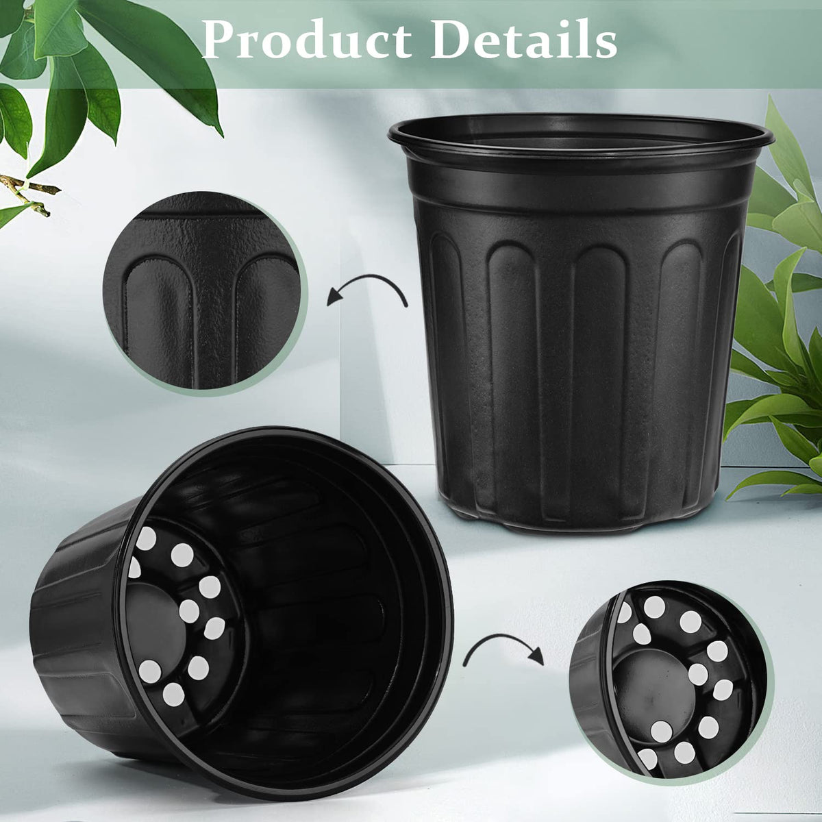 RAOOKIF 3 Gallon Pots for Plants, Flexible 1/2/3/5 Gallon Nursery Pot with Drainage, 3 Gallon Plastic Pots for Plants
