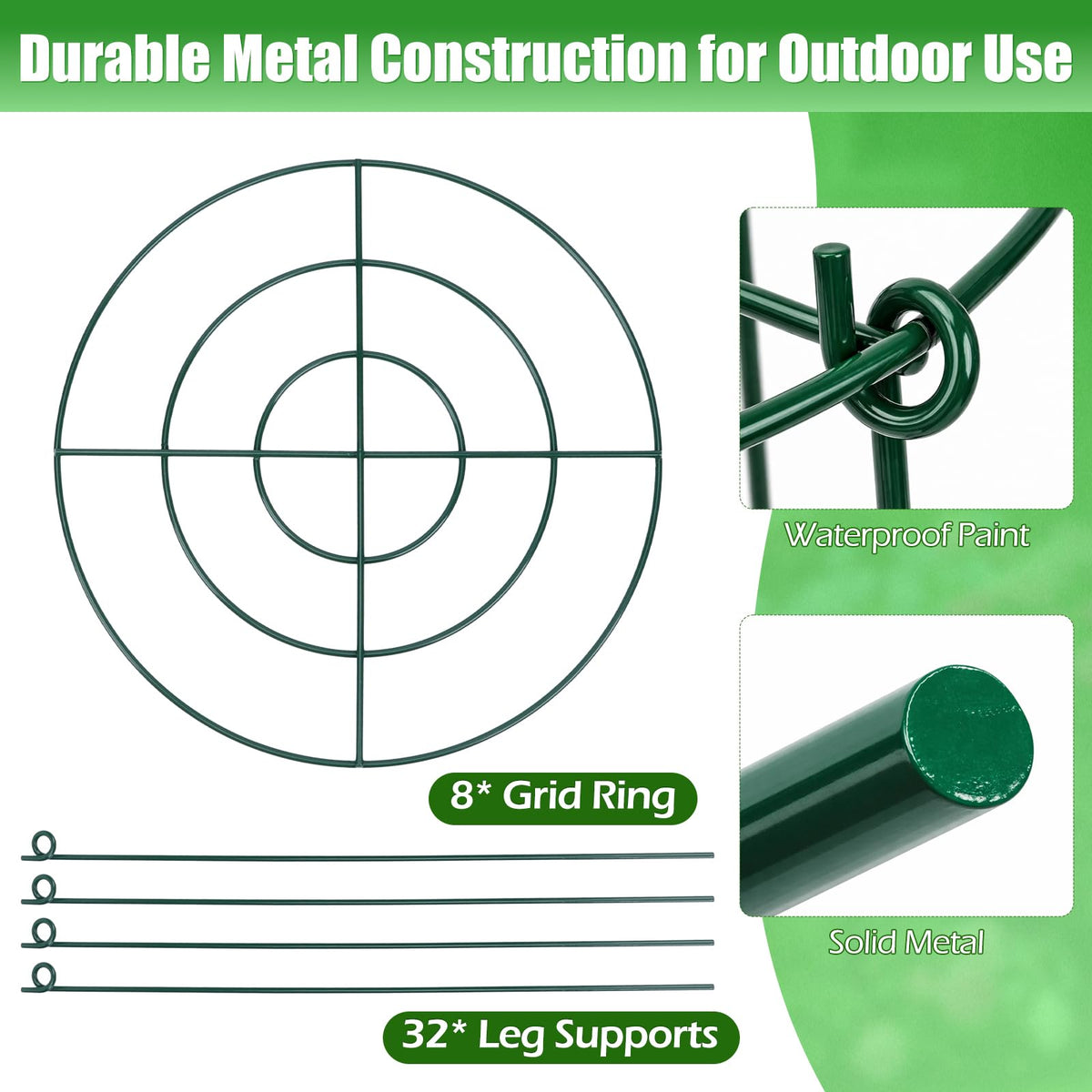 Peony Cages and Supports 8 Pack, 11.5 x 20 Inch Heavy Duty Plant Support Cage Set for Peonies, Roses & Tomatoes – Garden Stakes & Plant Cages for Outdoor Plants (8 Pack, 11.5 x 20 Inch)