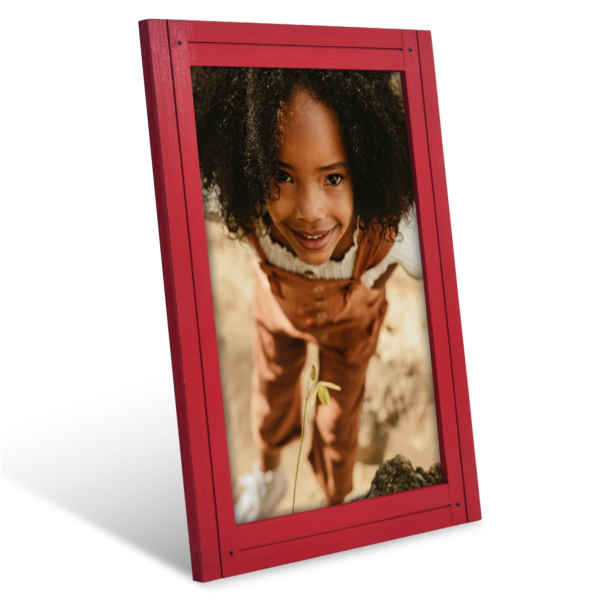 Americanflat 12x18 Poster Frame with Polished Plexiglass - Hampton Collection - Distressed Wood Picture Frames for Wall Display - Red