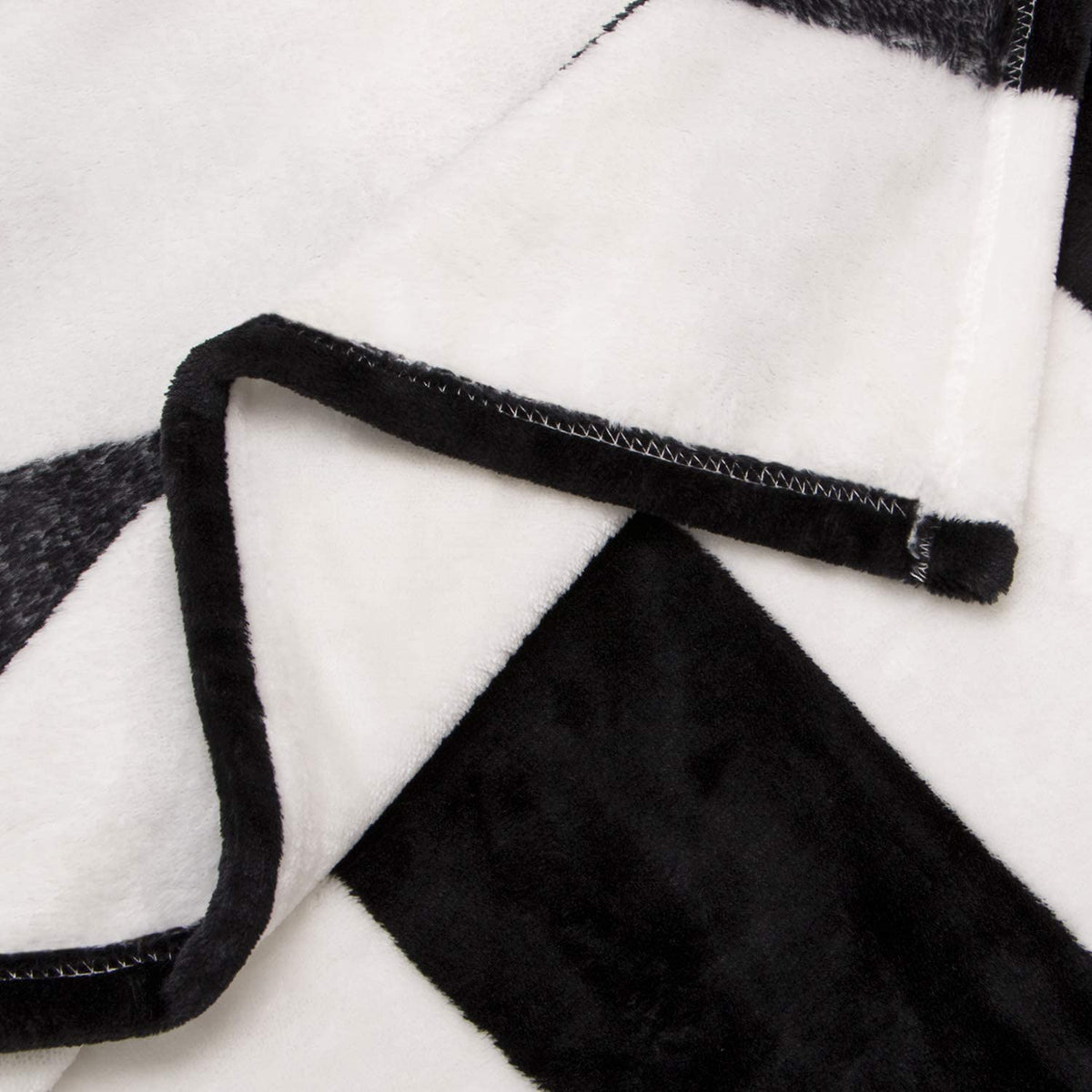 NTBAY Flannel Throw Blanket, Super Soft with Black and White Stripe (51"x68")