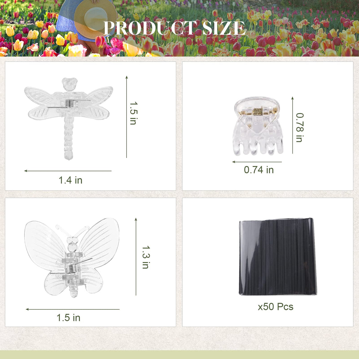 50Pcs Orchid Clips Plastic Dragonfly Butterfly Plant Clips,Portable Garden Plant Support Clip for Supporting Stems Orchid Vines Stalks Climbing Plants Grow Uprigh