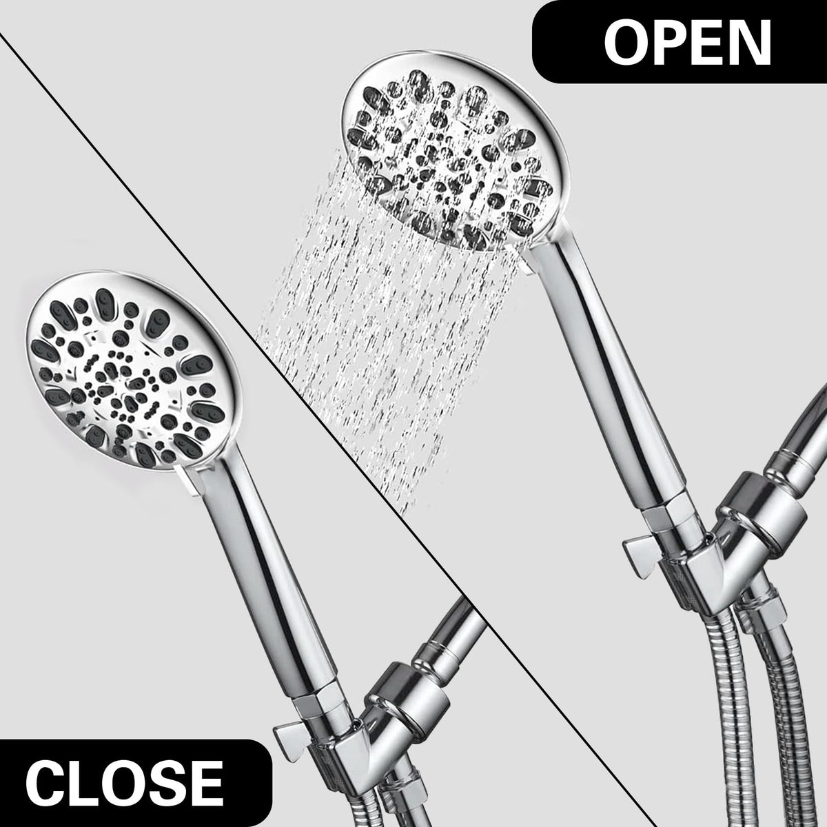 Hsmhose Shower Shut Off Valve, Shower Flow Control Valve,Soild Brass Flow Pressure Regulator for Handheld Shower Head G1/2 Chrome