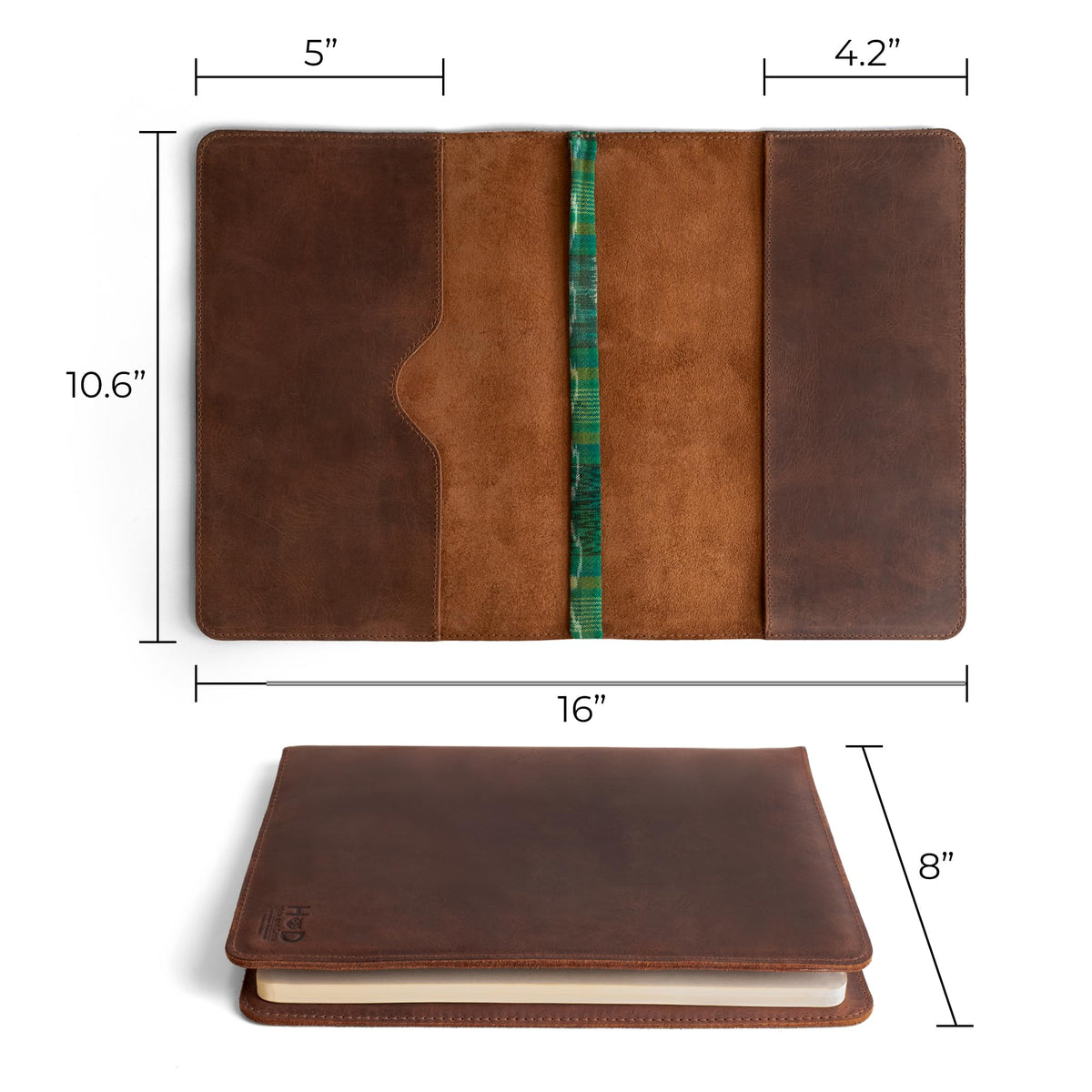 Hide & Drink, Journal Cover Compatible with Moleskine XL (7.5 x 9.75 in) with Strap, Refillable Case, Personal Planner, Full Grain Leather, Handmade Office & Work Essentials (Bourbon Brown)