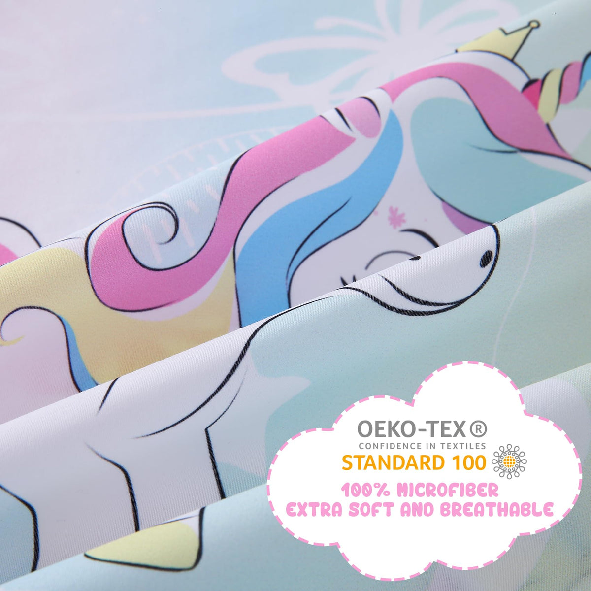 Yibeizi Full Size Sheets Set Kids, Rainbow Unicorn Pattern Microfiber Double Bed Sheets, Cute Soft Oeko-Tex Extra Deep Pocket Sheets & Pillowcases Cooling Hypoallergenic Wrinkle Free Bedsheets