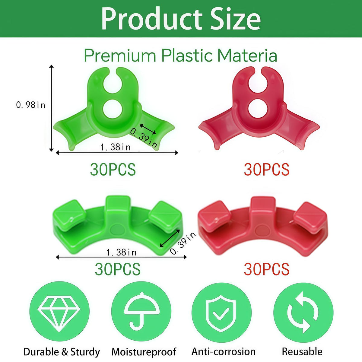 artisanstar 120-Pack Plant Training Clips for Low Stress Training - 90-Degree Angle Plastic Plant Stem Support Clips, Reusable Garden Clips for Tomatoes, Vines (Red & Green)